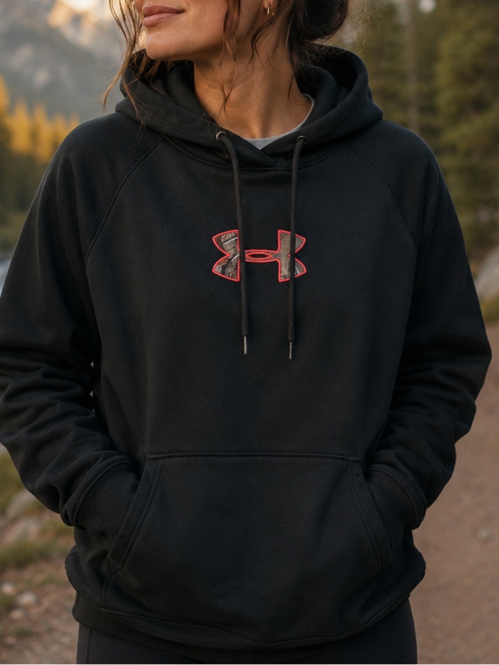 Under Armour Women’s Col Gear Gray Realtree Camo Pink Logo Hoodie Outdoor